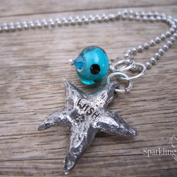 Wish Upon a Starfish - Artisan Lampwork Glass Necklace